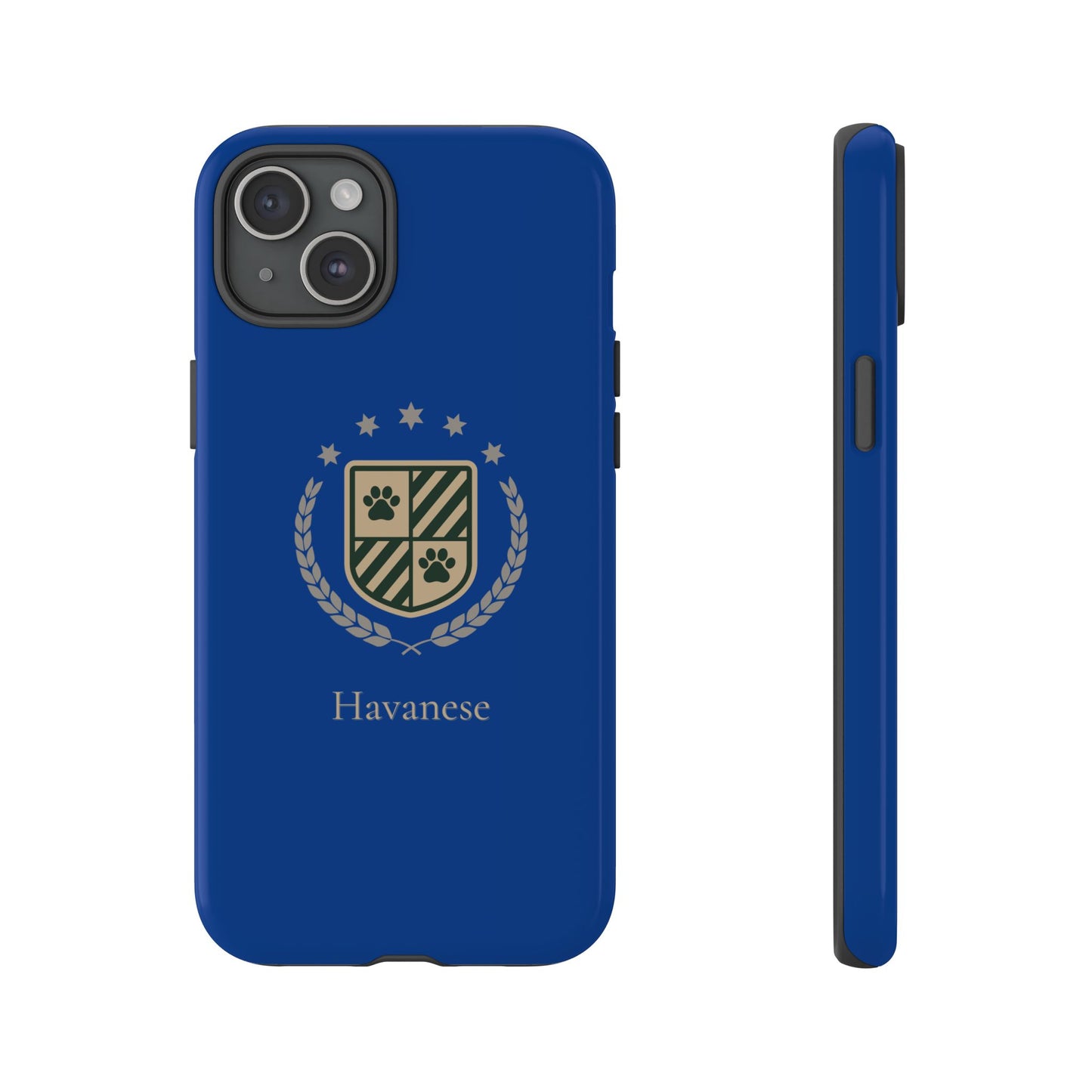 Havanese Crest Tough Phone Case — Durable Blue Protective Cover with Paw Print Shield