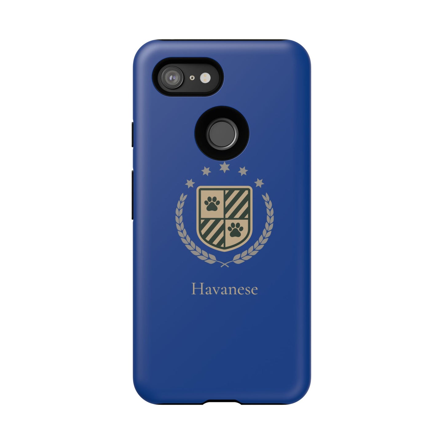 Havanese Crest Tough Phone Case — Durable Blue Protective Cover with Paw Print Shield