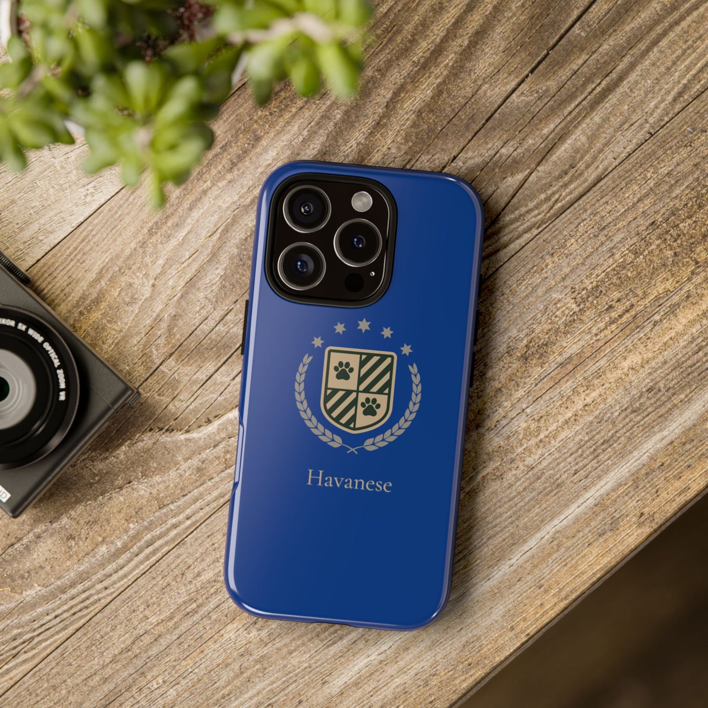 Havanese Crest Tough Phone Case — Durable Blue Protective Cover with Paw Print Shield
