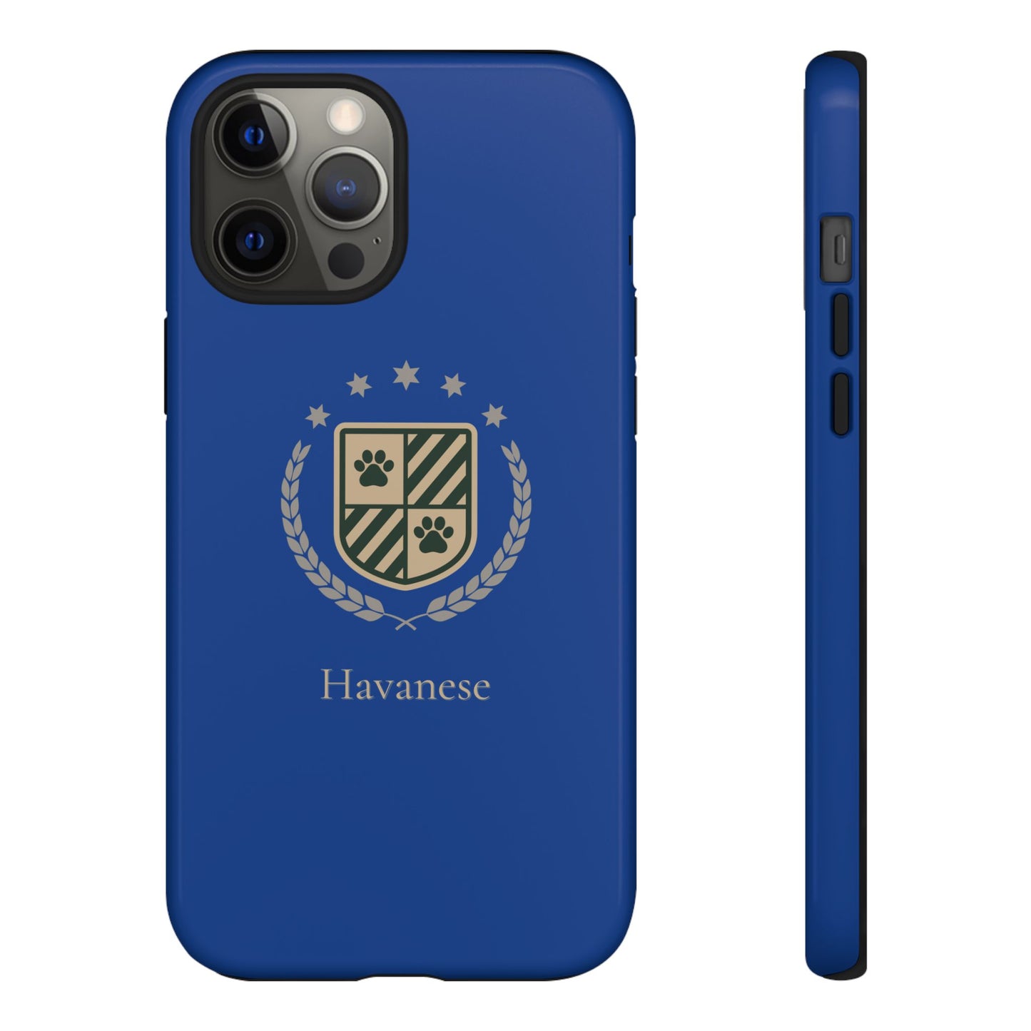Havanese Crest Tough Phone Case — Durable Blue Protective Cover with Paw Print Shield