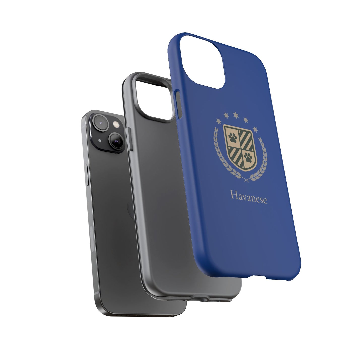 Havanese Crest Tough Phone Case — Durable Blue Protective Cover with Paw Print Shield