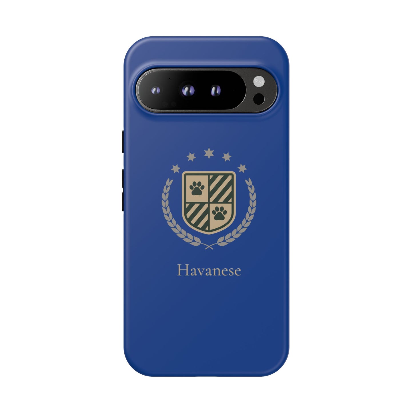 Havanese Crest Tough Phone Case — Durable Blue Protective Cover with Paw Print Shield