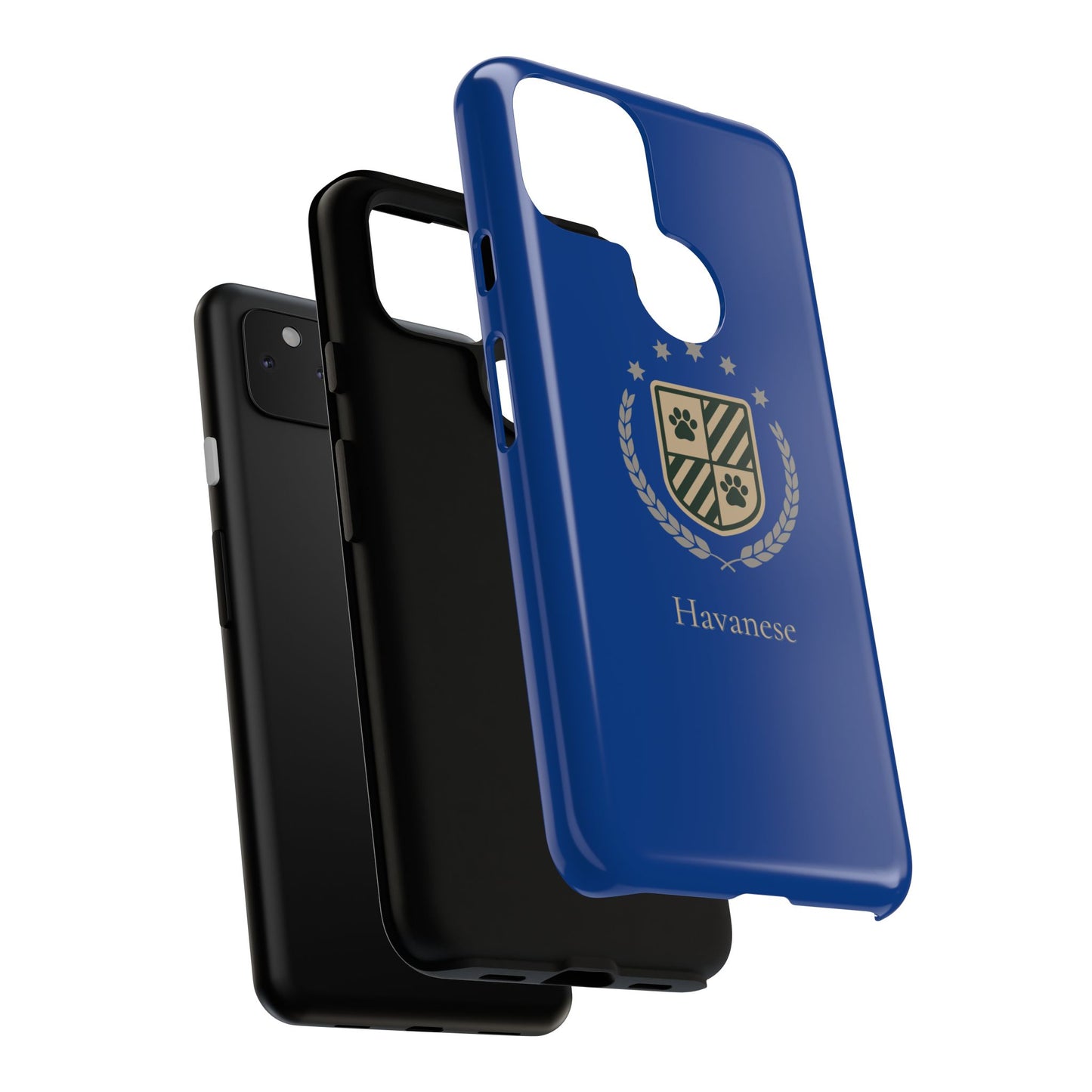 Havanese Crest Tough Phone Case — Durable Blue Protective Cover with Paw Print Shield