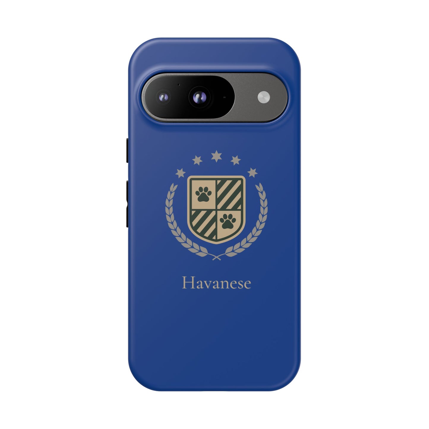 Havanese Crest Tough Phone Case — Durable Blue Protective Cover with Paw Print Shield