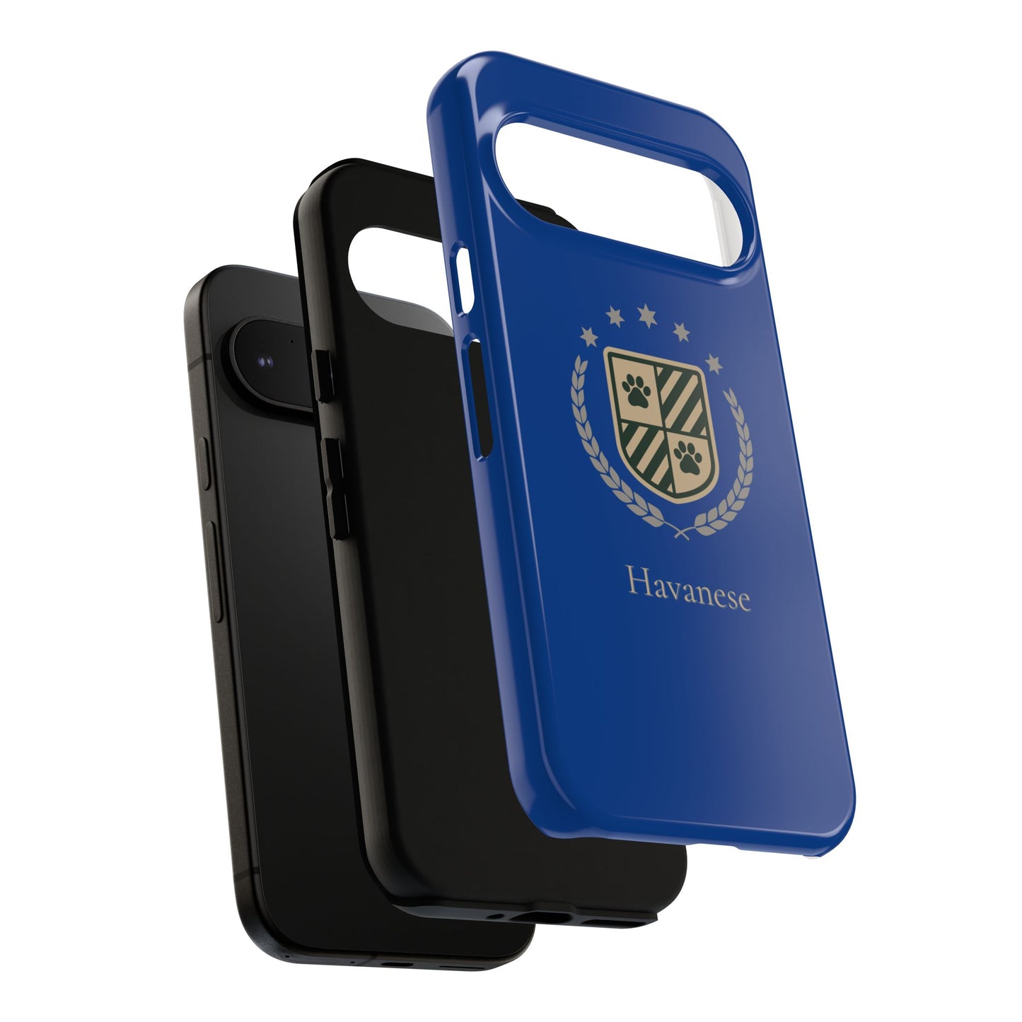 Havanese Crest Tough Phone Case — Durable Blue Protective Cover with Paw Print Shield