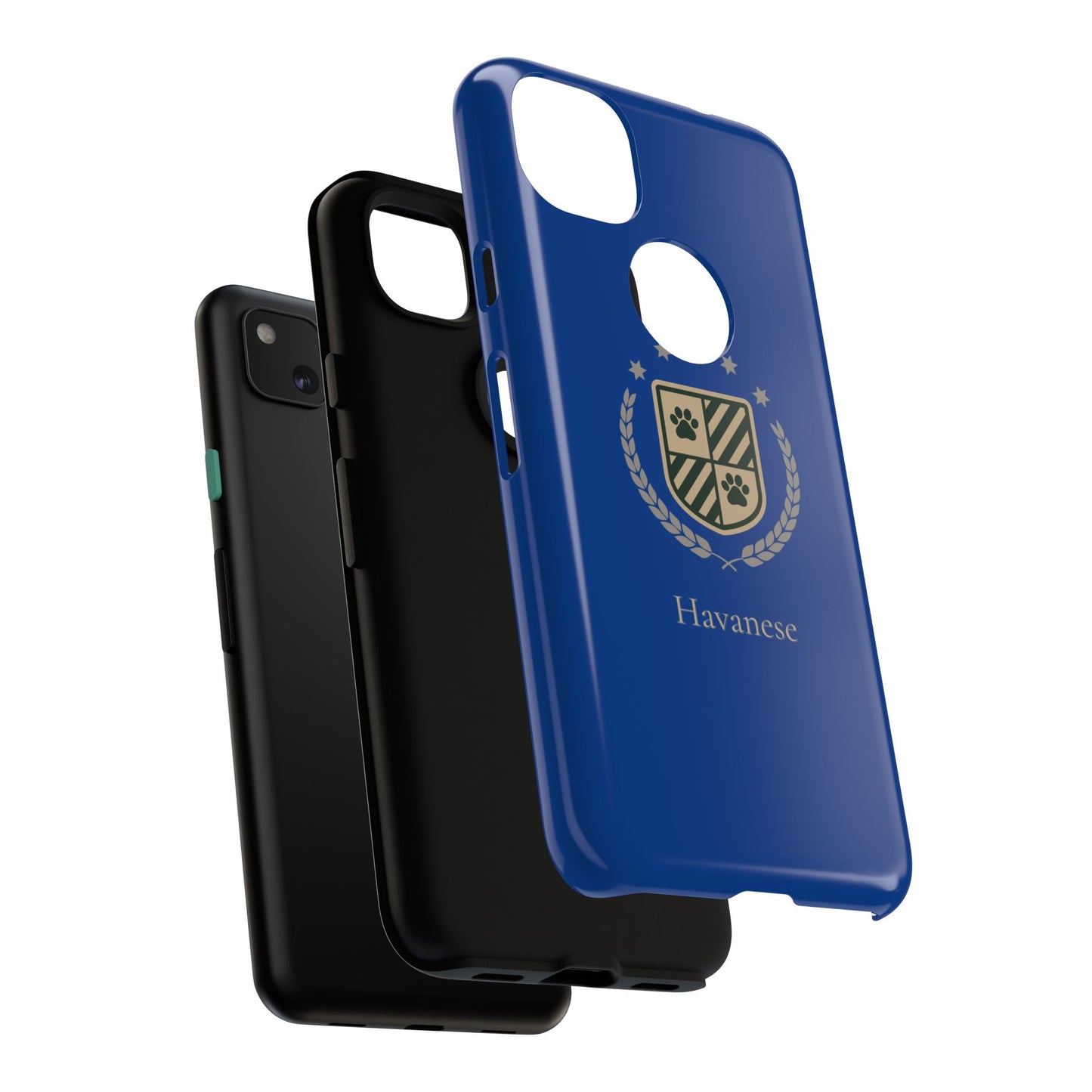 Havanese Crest Tough Phone Case — Durable Blue Protective Cover with Paw Print Shield