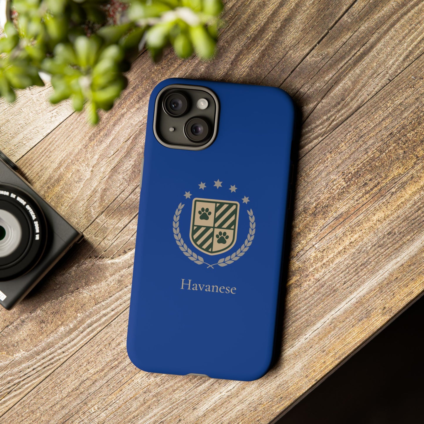 Havanese Crest Tough Phone Case — Durable Blue Protective Cover with Paw Print Shield