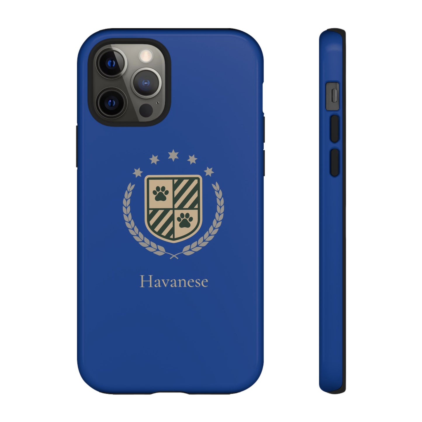 Havanese Crest Tough Phone Case — Durable Blue Protective Cover with Paw Print Shield