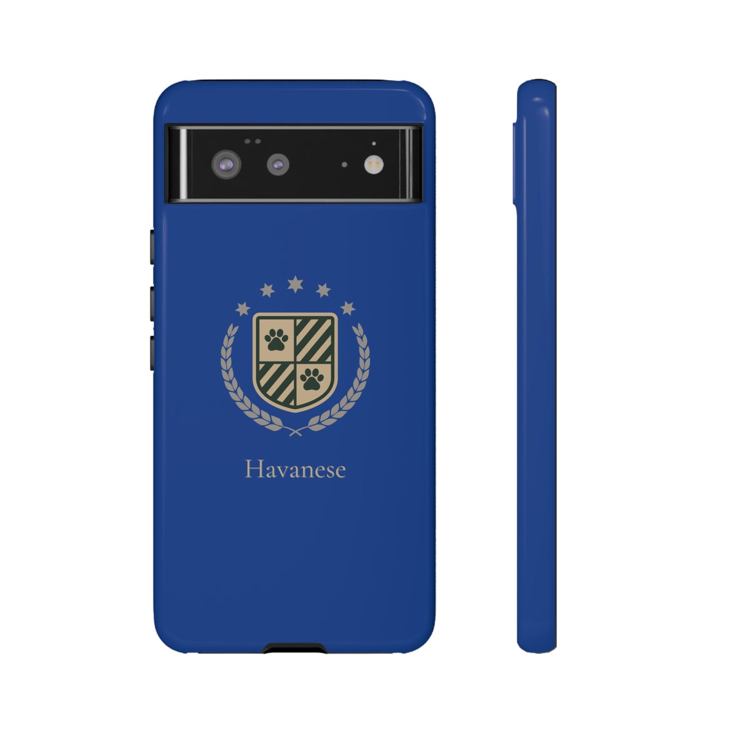 Havanese Crest Tough Phone Case — Durable Blue Protective Cover with Paw Print Shield