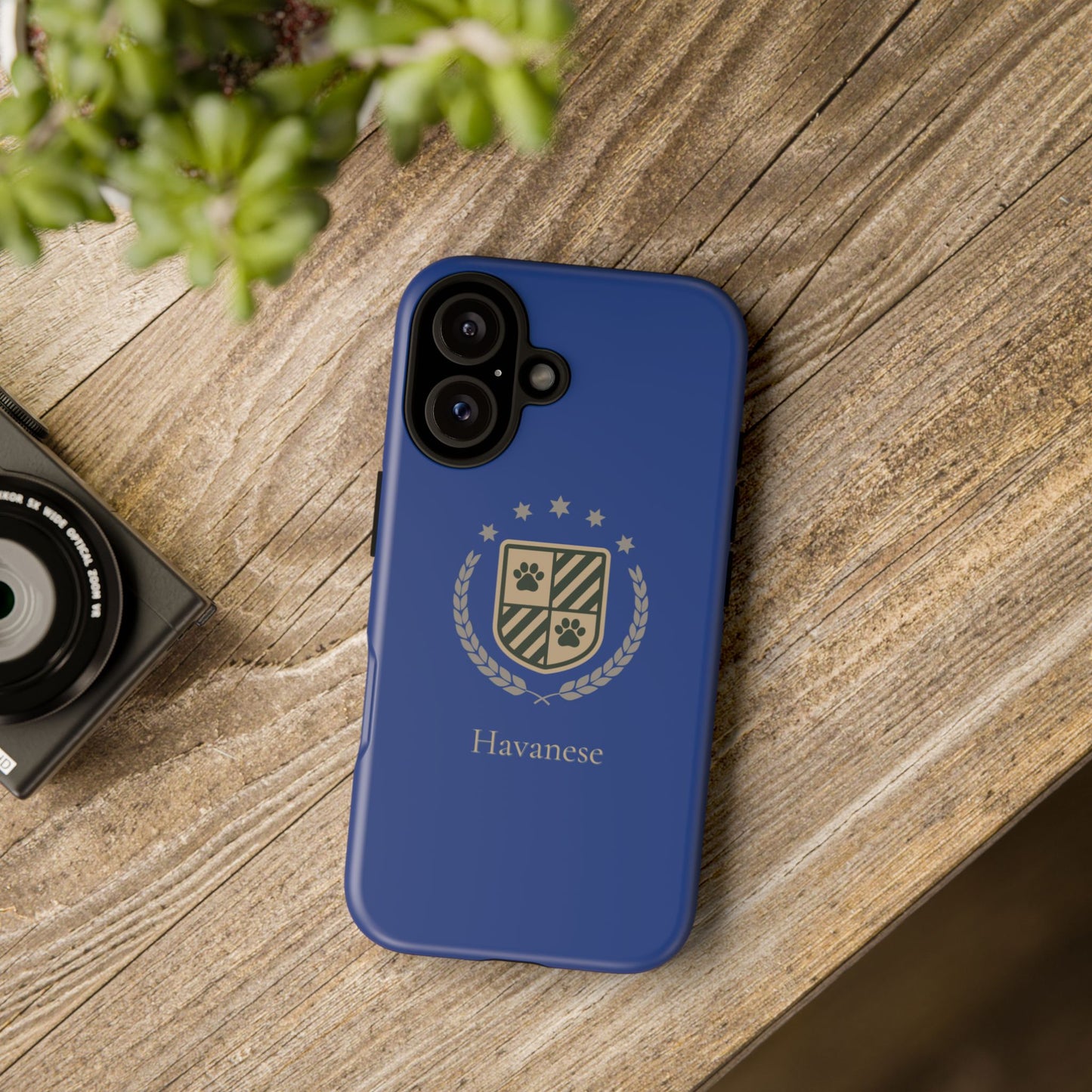 Havanese Crest Tough Phone Case — Durable Blue Protective Cover with Paw Print Shield