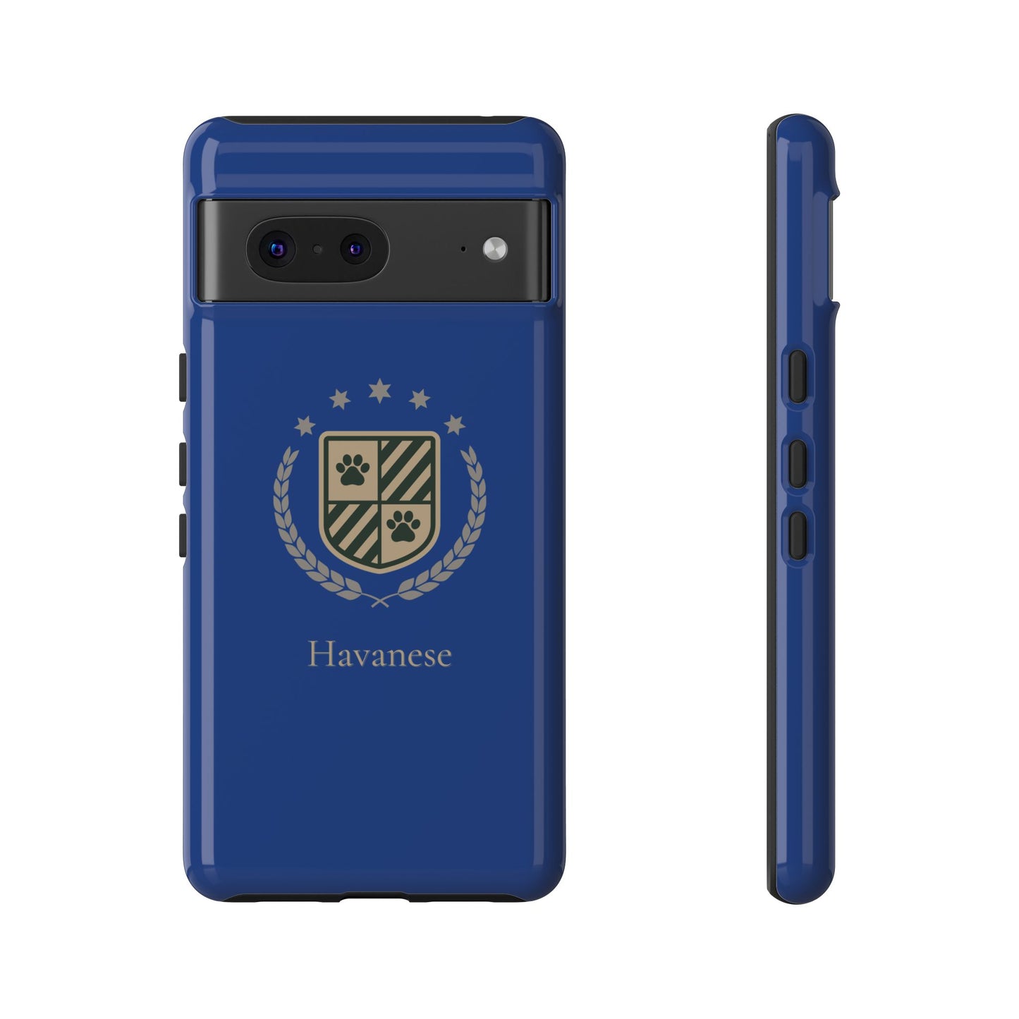 Havanese Crest Tough Phone Case — Durable Blue Protective Cover with Paw Print Shield