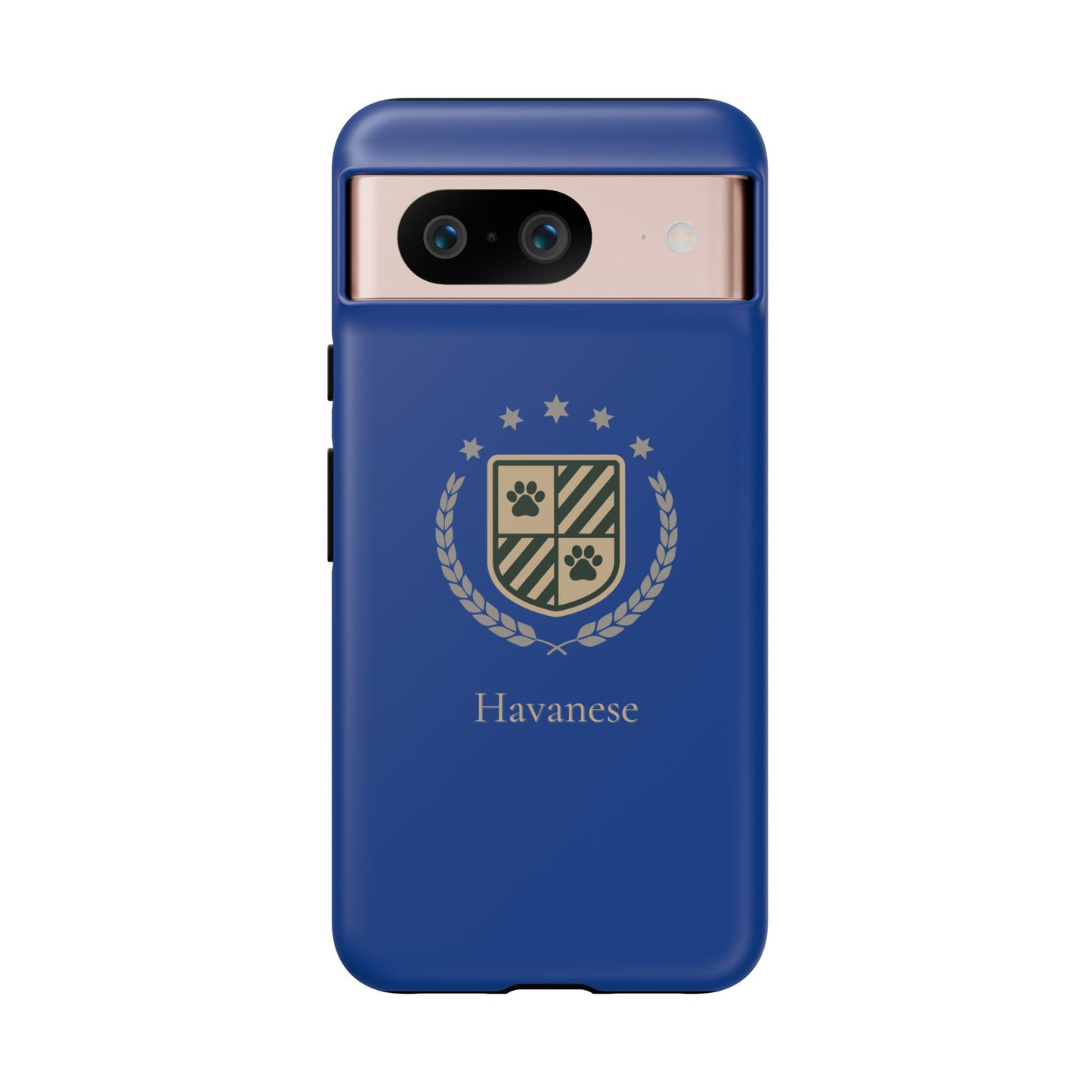 Havanese Crest Tough Phone Case — Durable Blue Protective Cover with Paw Print Shield