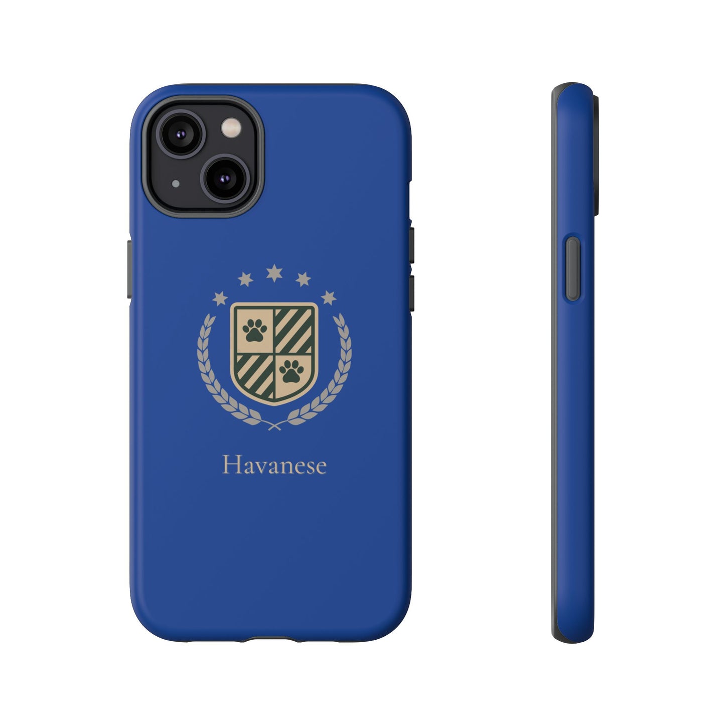Havanese Crest Tough Phone Case — Durable Blue Protective Cover with Paw Print Shield