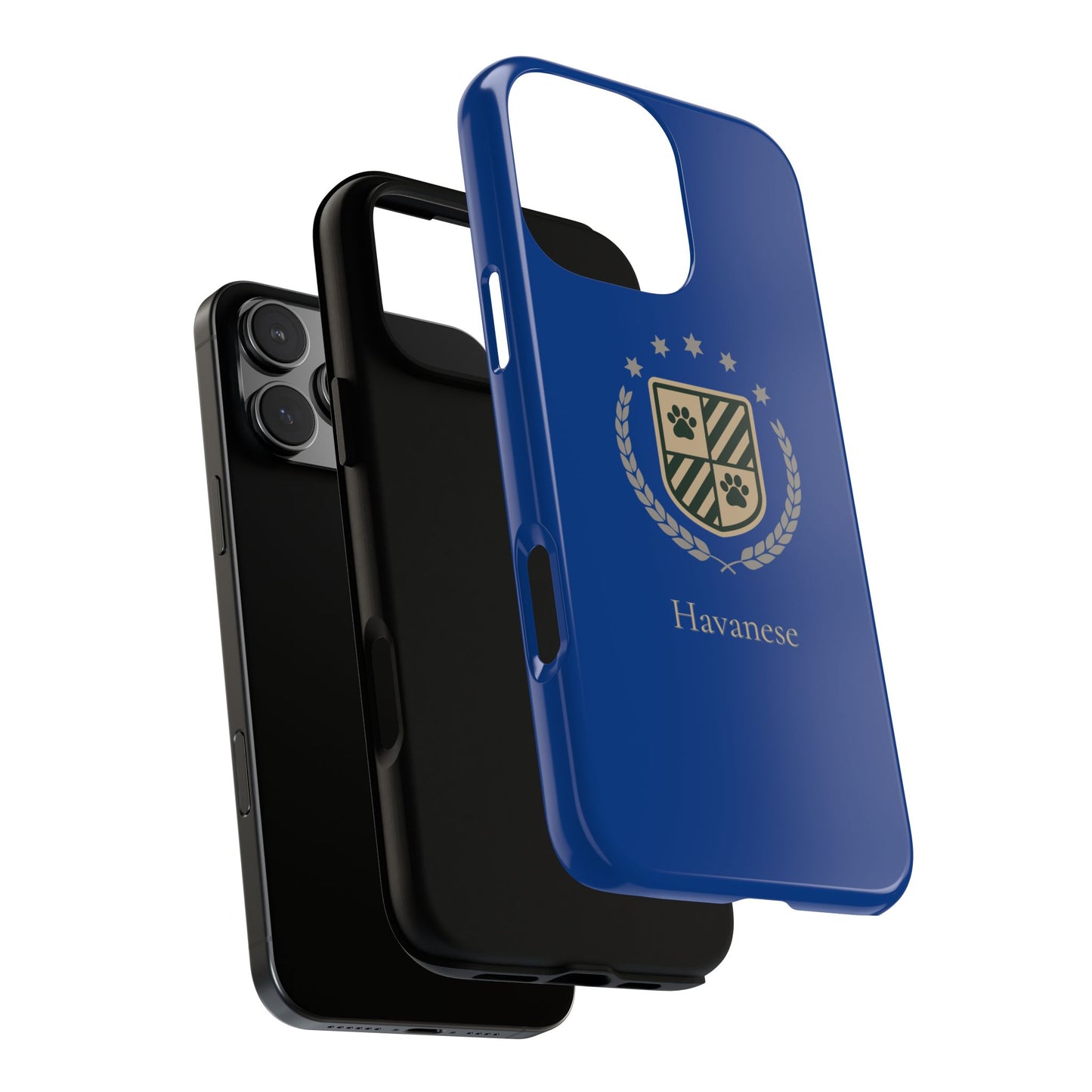 Havanese Crest Tough Phone Case — Durable Blue Protective Cover with Paw Print Shield