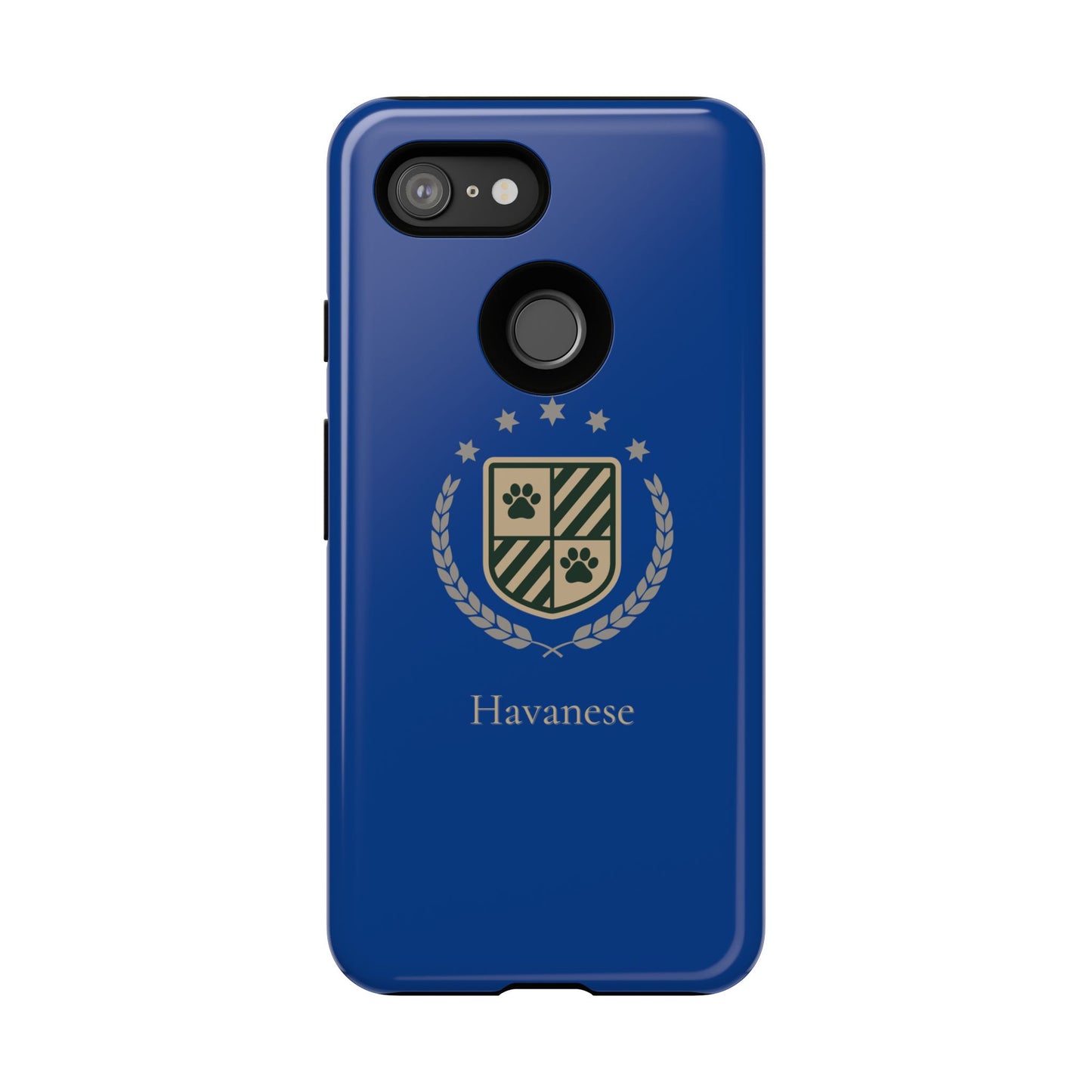 Havanese Crest Tough Phone Case — Durable Blue Protective Cover with Paw Print Shield