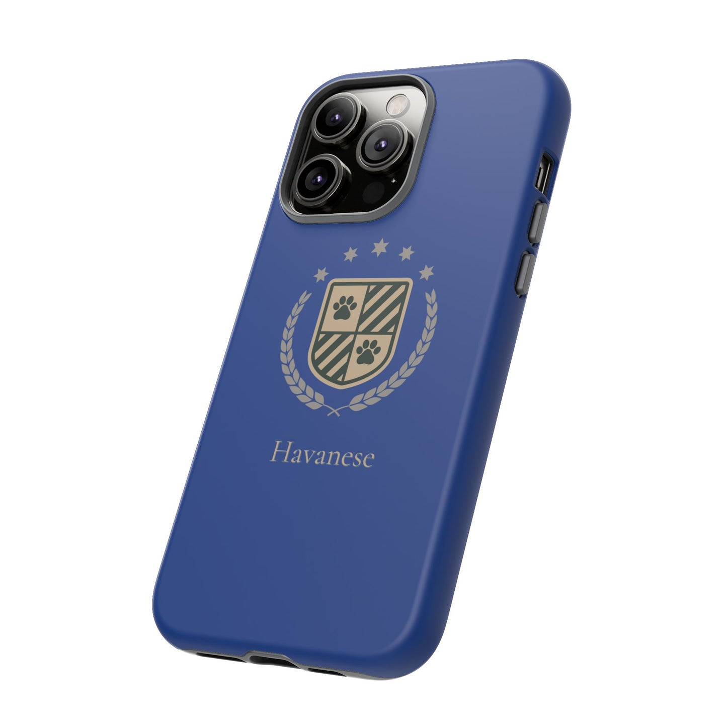 Havanese Crest Tough Phone Case — Durable Blue Protective Cover with Paw Print Shield