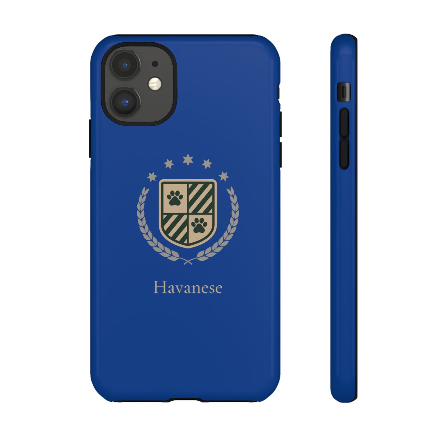 Havanese Crest Tough Phone Case — Durable Blue Protective Cover with Paw Print Shield