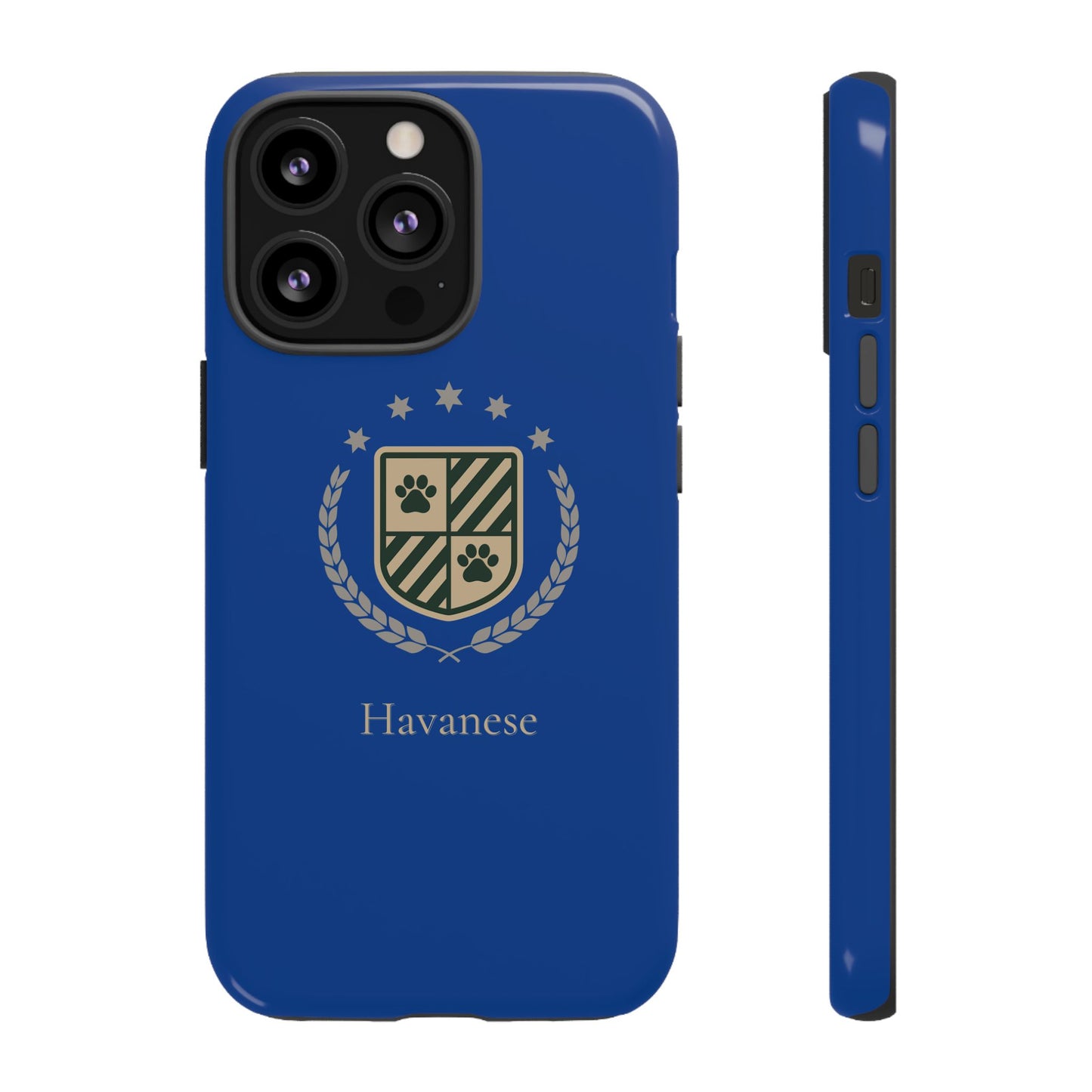 Havanese Crest Tough Phone Case — Durable Blue Protective Cover with Paw Print Shield
