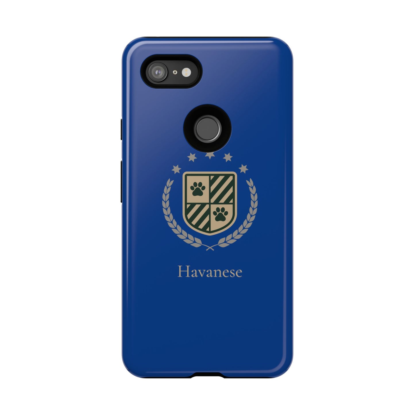 Havanese Crest Tough Phone Case — Durable Blue Protective Cover with Paw Print Shield