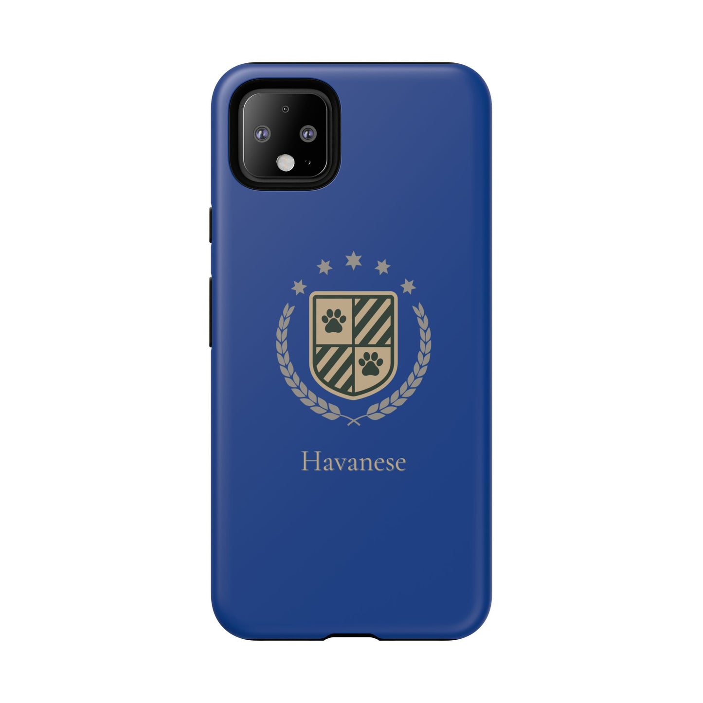 Havanese Crest Tough Phone Case — Durable Blue Protective Cover with Paw Print Shield