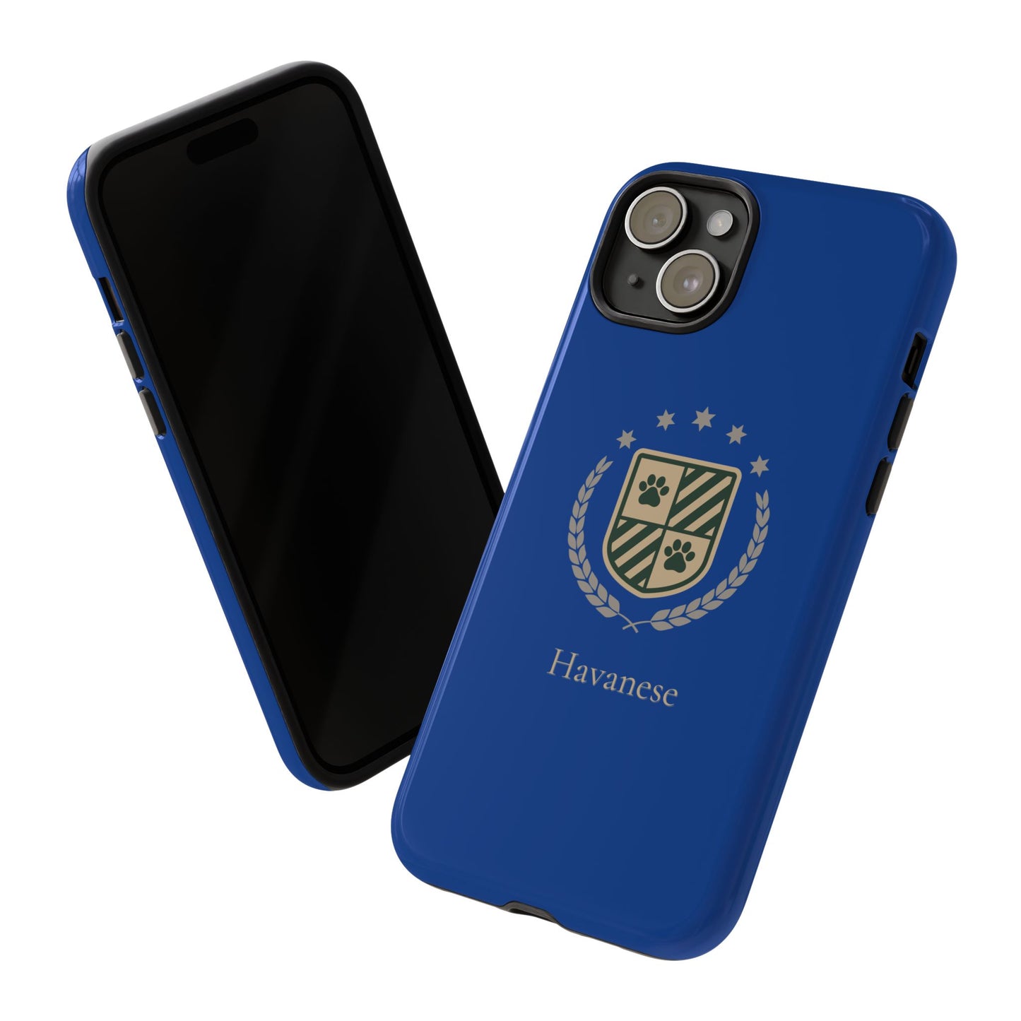 Havanese Crest Tough Phone Case — Durable Blue Protective Cover with Paw Print Shield