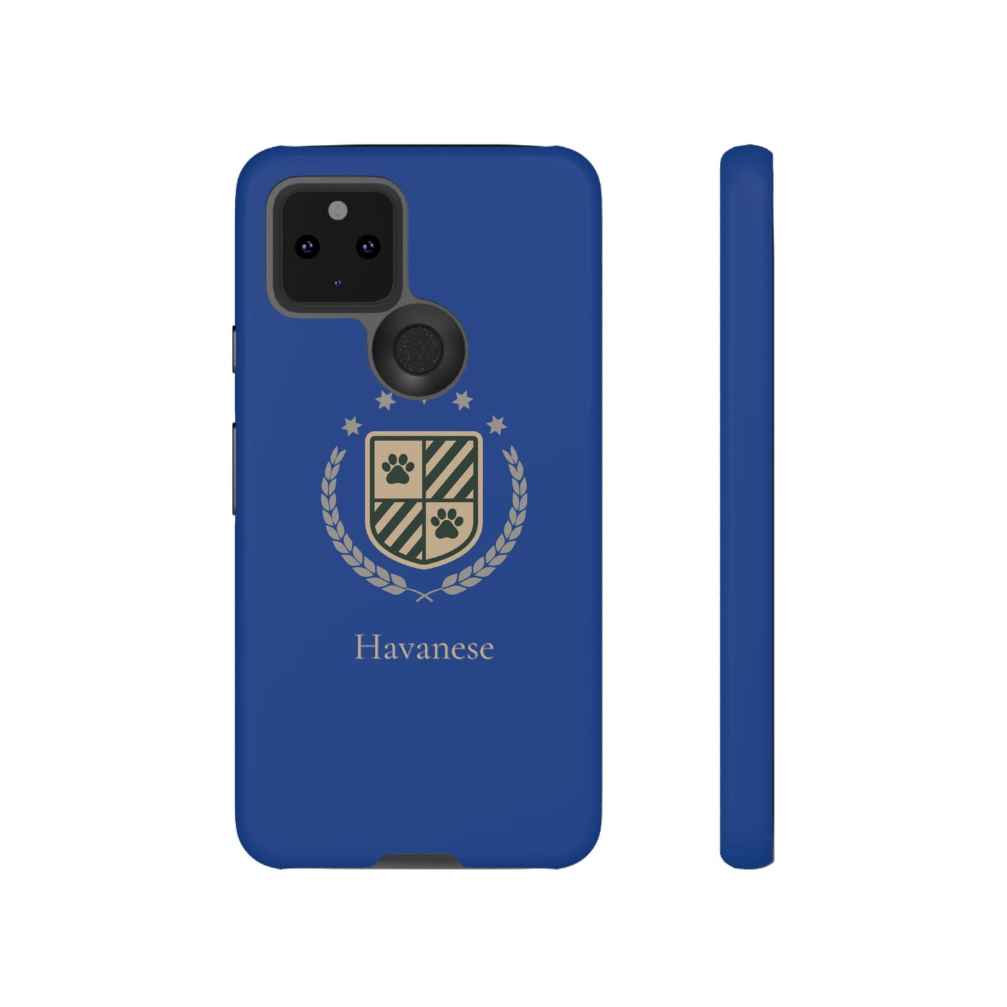 Havanese Crest Tough Phone Case — Durable Blue Protective Cover with Paw Print Shield