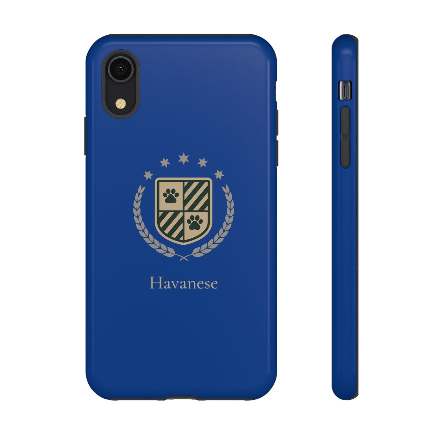Havanese Crest Tough Phone Case — Durable Blue Protective Cover with Paw Print Shield