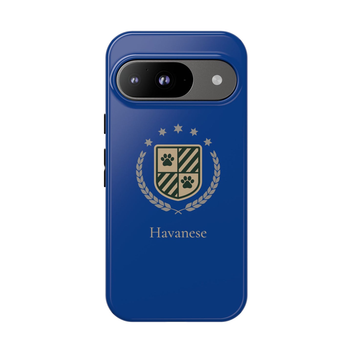 Havanese Crest Tough Phone Case — Durable Blue Protective Cover with Paw Print Shield