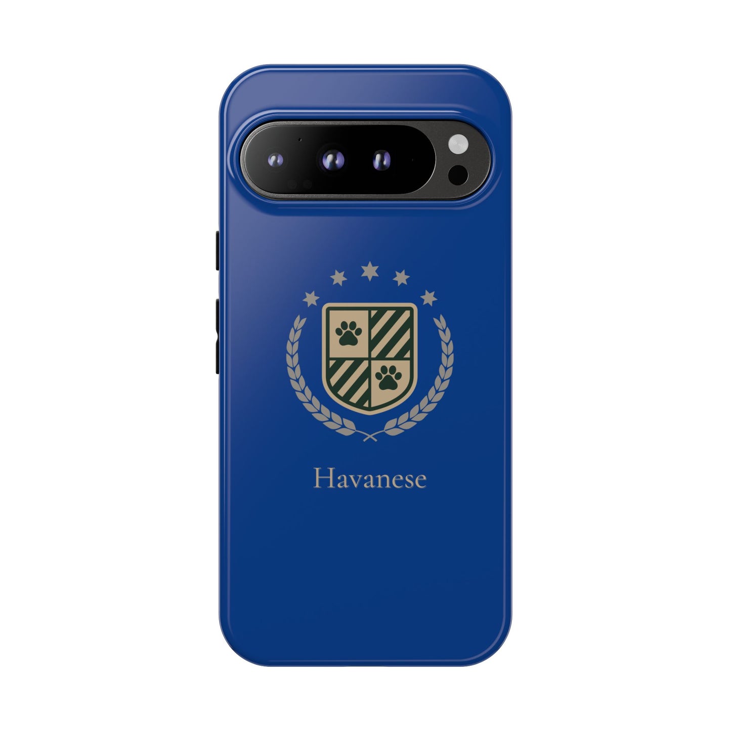 Havanese Crest Tough Phone Case — Durable Blue Protective Cover with Paw Print Shield