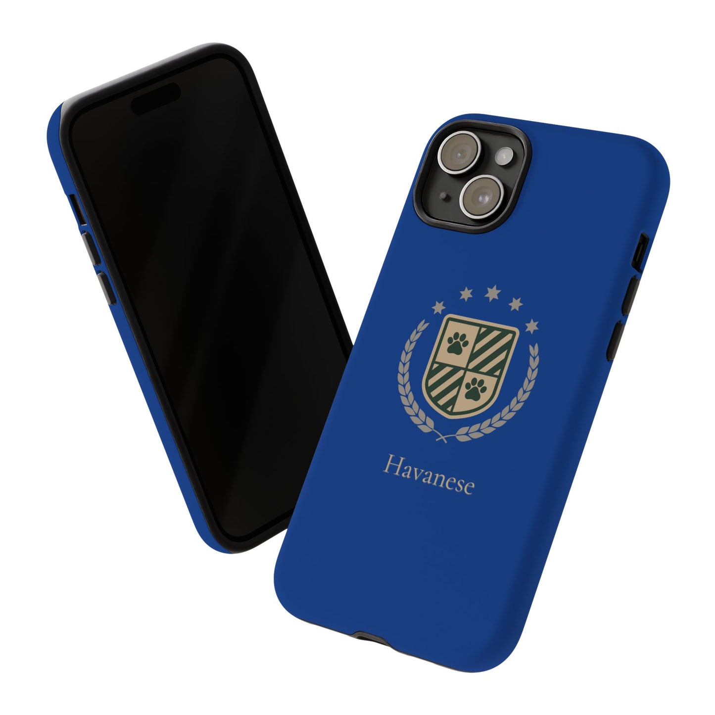 Havanese Crest Tough Phone Case — Durable Blue Protective Cover with Paw Print Shield