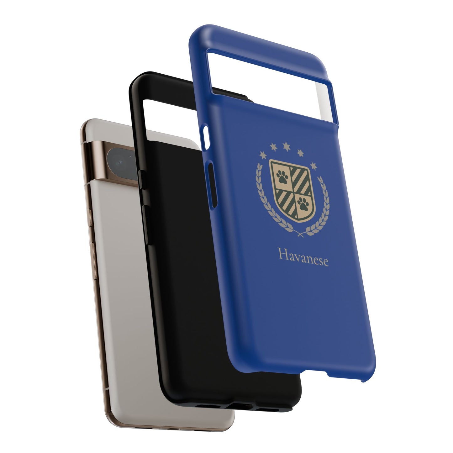 Havanese Crest Tough Phone Case — Durable Blue Protective Cover with Paw Print Shield