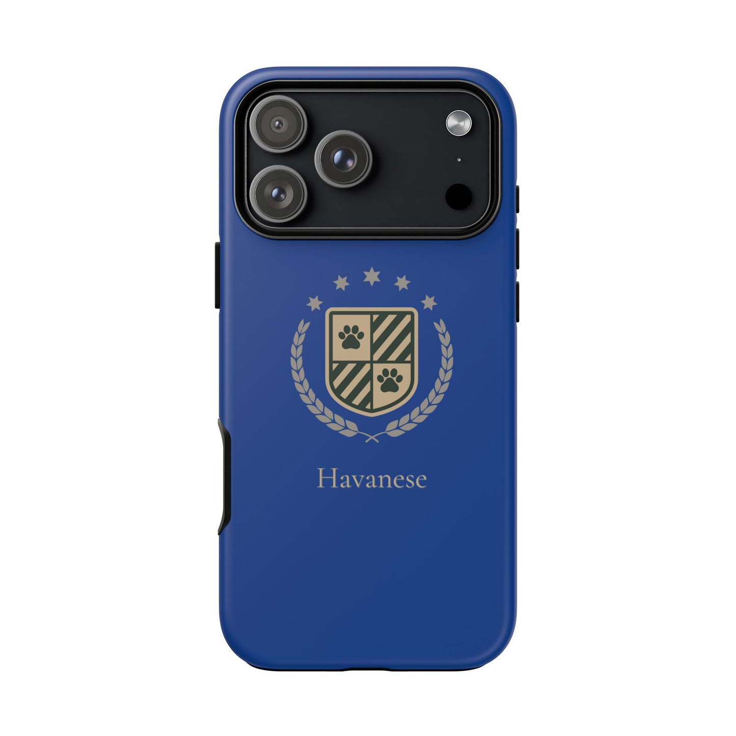 Havanese Crest Tough Phone Case — Durable Blue Protective Cover with Paw Print Shield