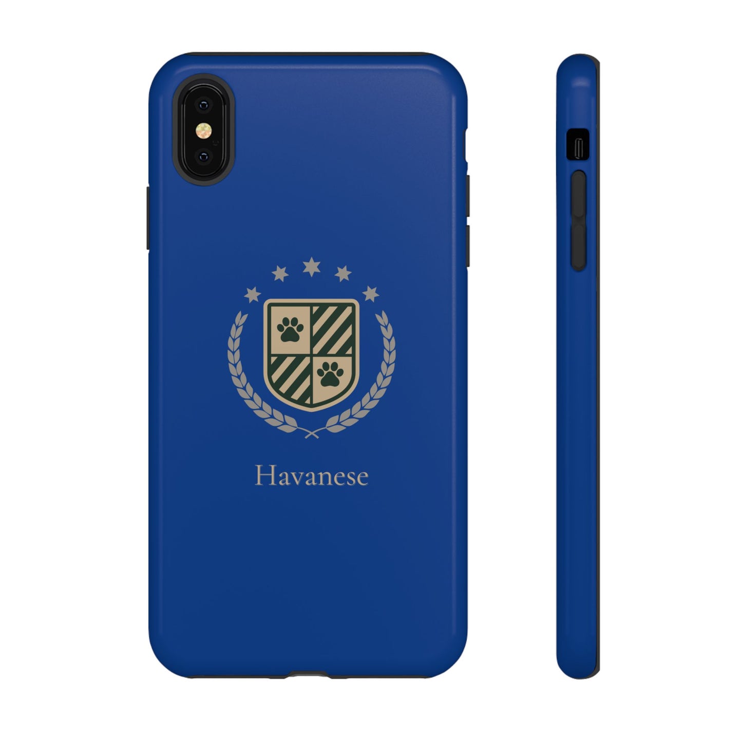 Havanese Crest Tough Phone Case — Durable Blue Protective Cover with Paw Print Shield