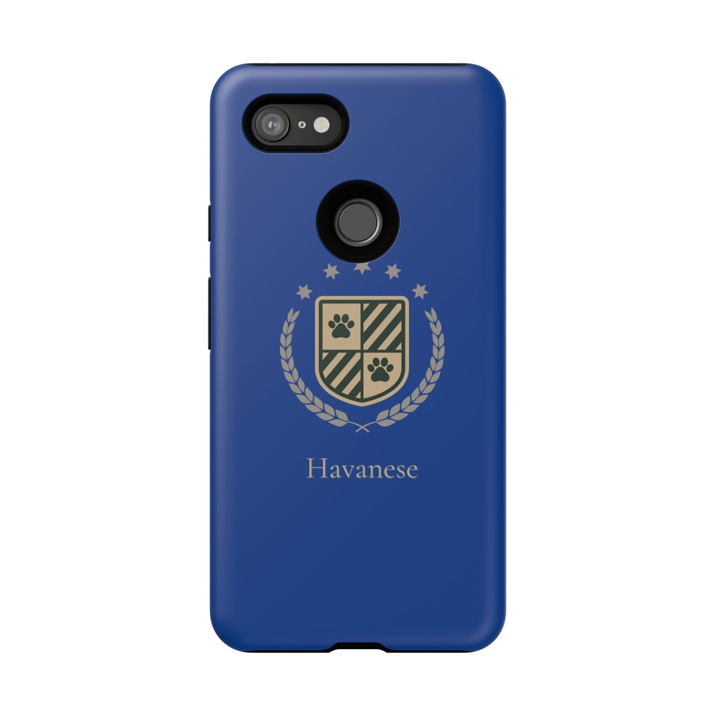 Havanese Crest Tough Phone Case — Durable Blue Protective Cover with Paw Print Shield