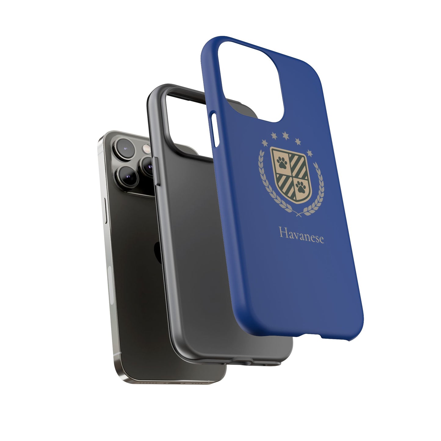 Havanese Crest Tough Phone Case — Durable Blue Protective Cover with Paw Print Shield