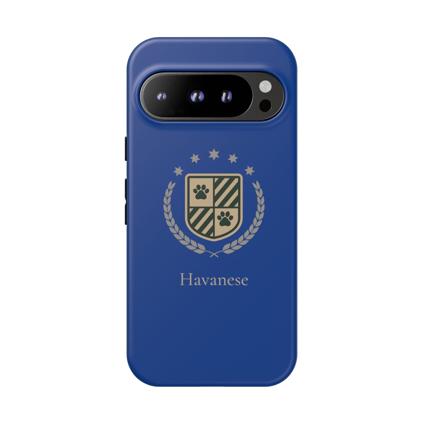 Havanese Crest Tough Phone Case — Durable Blue Protective Cover with Paw Print Shield