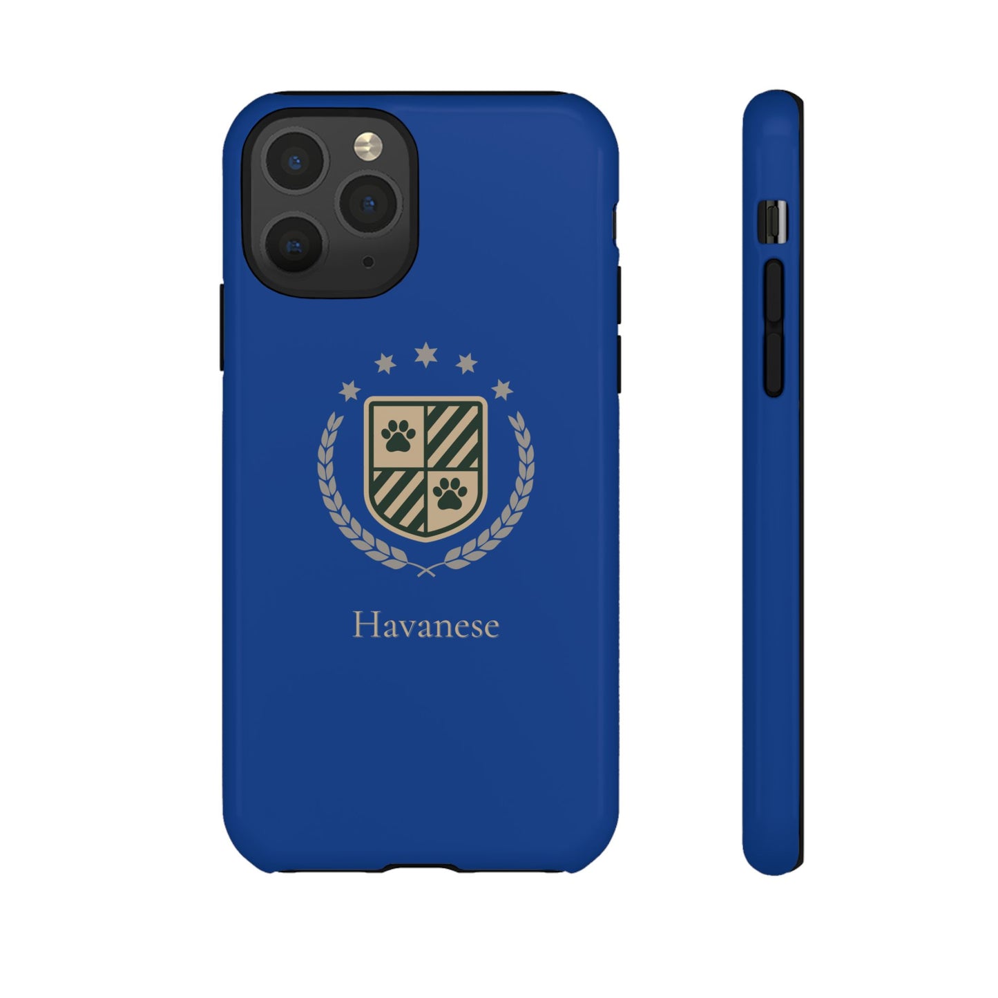 Havanese Crest Tough Phone Case — Durable Blue Protective Cover with Paw Print Shield