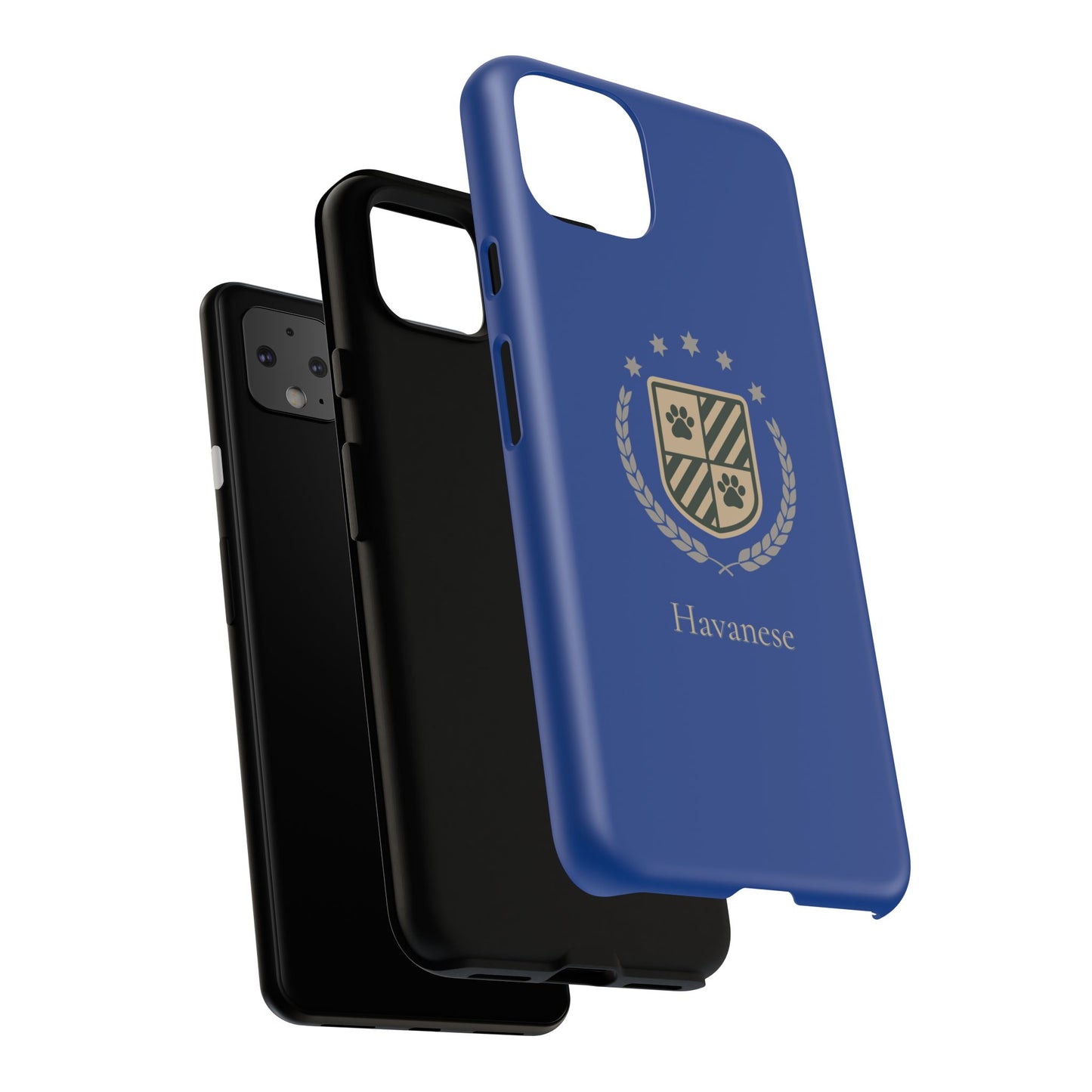 Havanese Crest Tough Phone Case — Durable Blue Protective Cover with Paw Print Shield
