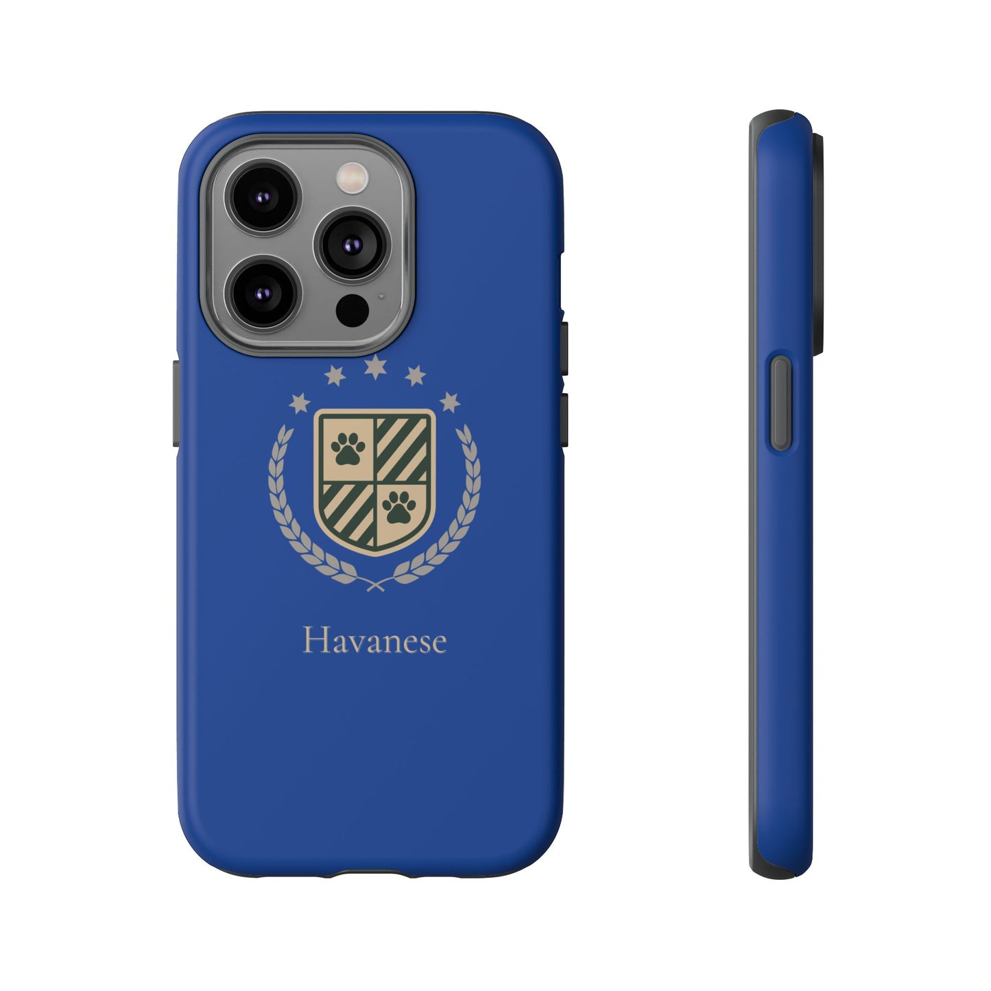 Havanese Crest Tough Phone Case — Durable Blue Protective Cover with Paw Print Shield