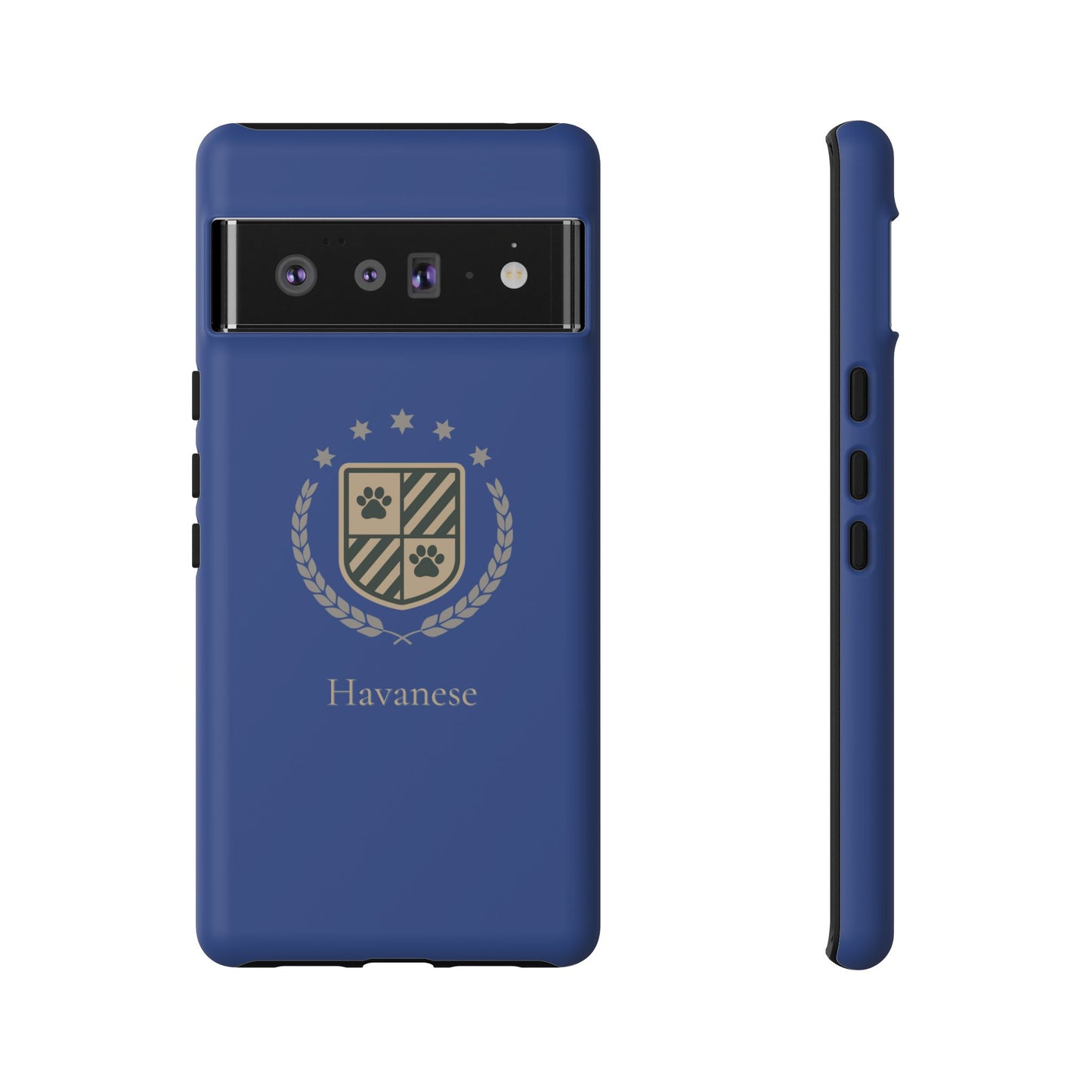 Havanese Crest Tough Phone Case — Durable Blue Protective Cover with Paw Print Shield