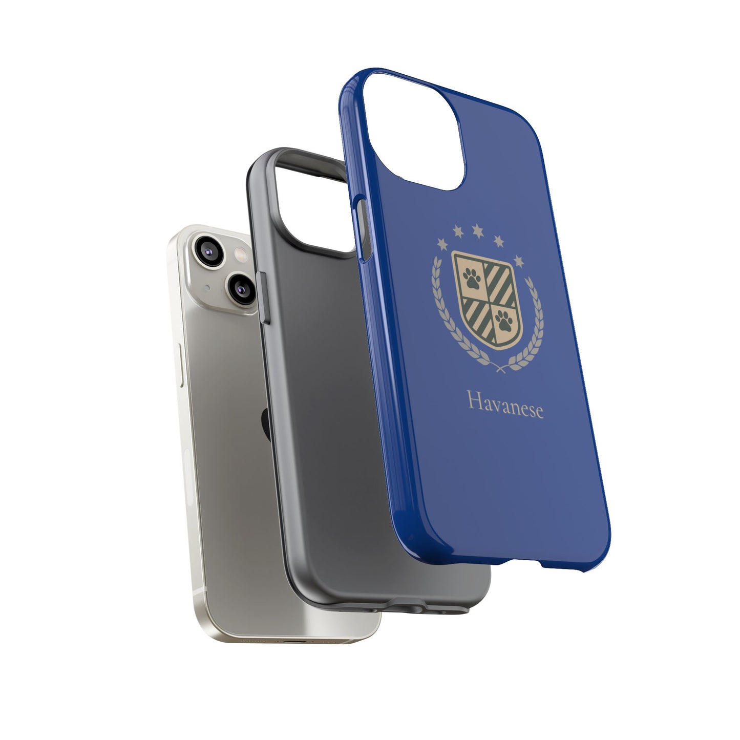 Havanese Crest Tough Phone Case — Durable Blue Protective Cover with Paw Print Shield